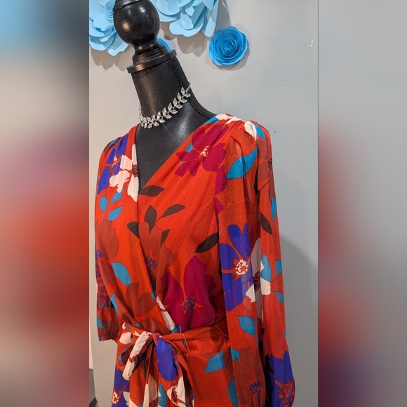 Chaps Floral Faux Wrap Dress - Picture 4 of 6